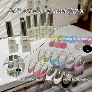  Set 12 sơn gel cọ nét pastel Qingyou mướt đẹp laLinh 