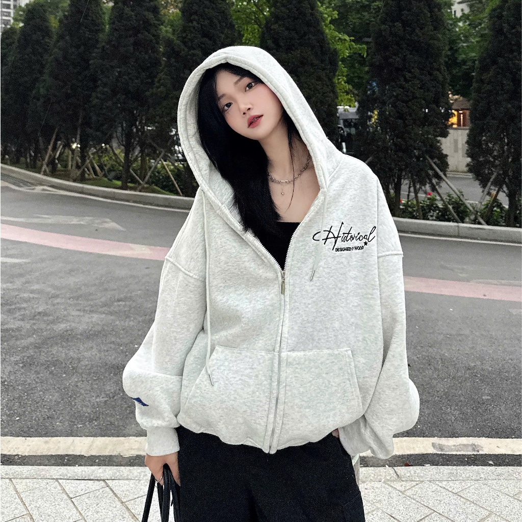 Áo Khoác Hoodie Zip NQ30 HISTORYCAL dày dặn 2 lớp  nam nữ chất nỉ  mũ to rộng IN Chữ HISTORY | BigBuy360 - bigbuy360.vn