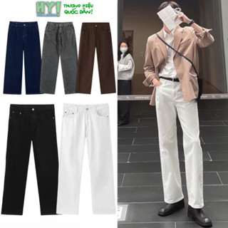 JEANS TRẮNG/ĐEN BAGGY - QUẦN JEANS/KAKI TRẮNG/ĐEN (FORM BAGGY) ỐNG RỘNG CHẤT DÀY BASIC UNISEX jeans trắng nam nữ