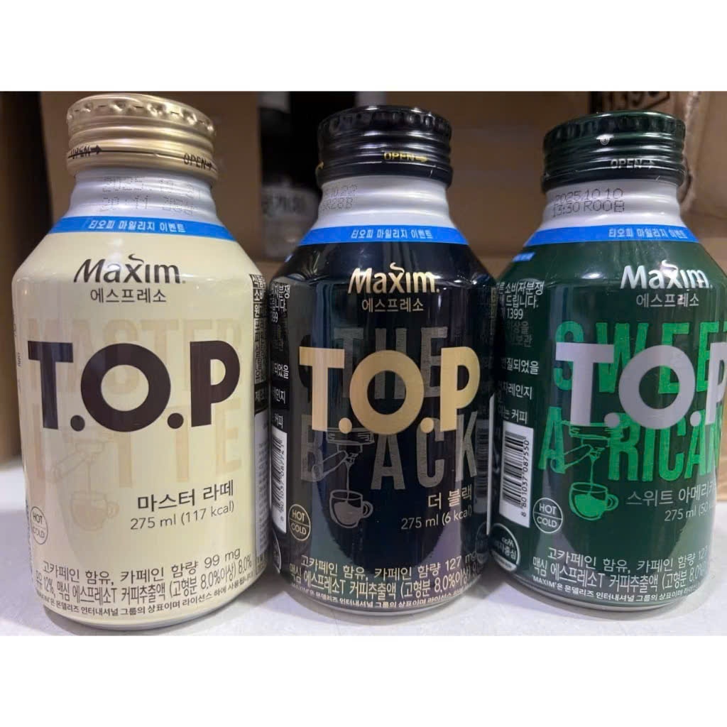 Cà Phê Maxim TOP Hàn Quốc, Sweet Americano, The black, Master latte 275ml
