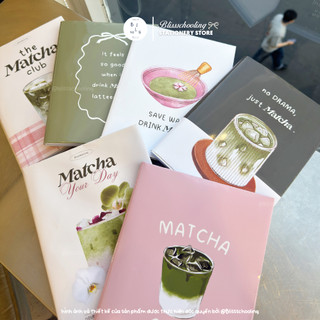(2 tờ) [MATCHA CLUB] Giấy bao tập, bọc vở, bao sách matchaaa latteeee | thiết kế bởi Bliss.