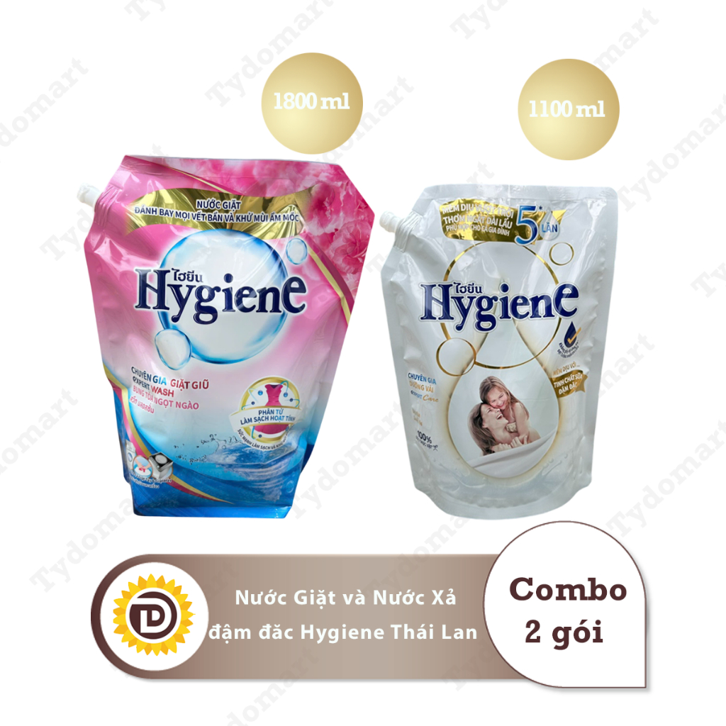 (Combo Giặt Xả Hygiene) 1 Túi Nước Giặt Màu Hồng 1800ml và 1 Túi Nước Xả 1100-1300ml Màu Tuỳ Chọn | BigBuy360 - bigbuy360.vn