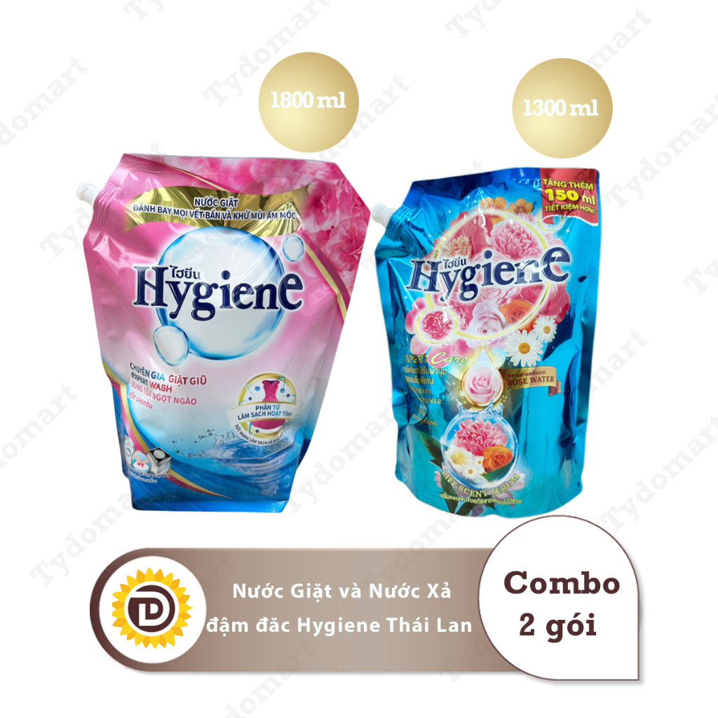 (Combo Giặt Xả Hygiene) 1 Túi Nước Giặt Màu Hồng 1800ml và 1 Túi Nước Xả 1100-1300ml Màu Tuỳ Chọn | BigBuy360 - bigbuy360.vn