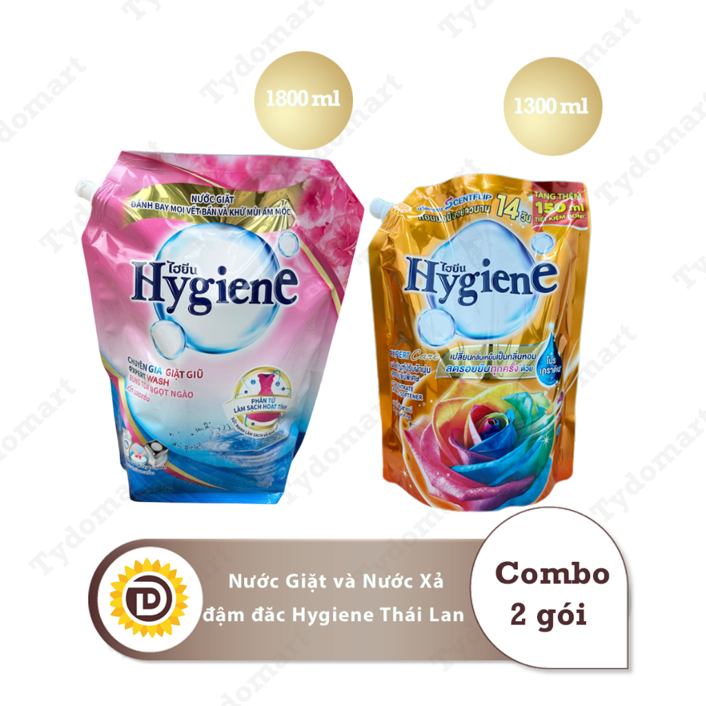 (Combo Giặt Xả Hygiene) 1 Túi Nước Giặt Màu Hồng 1800ml và 1 Túi Nước Xả 1100-1300ml Màu Tuỳ Chọn | BigBuy360 - bigbuy360.vn