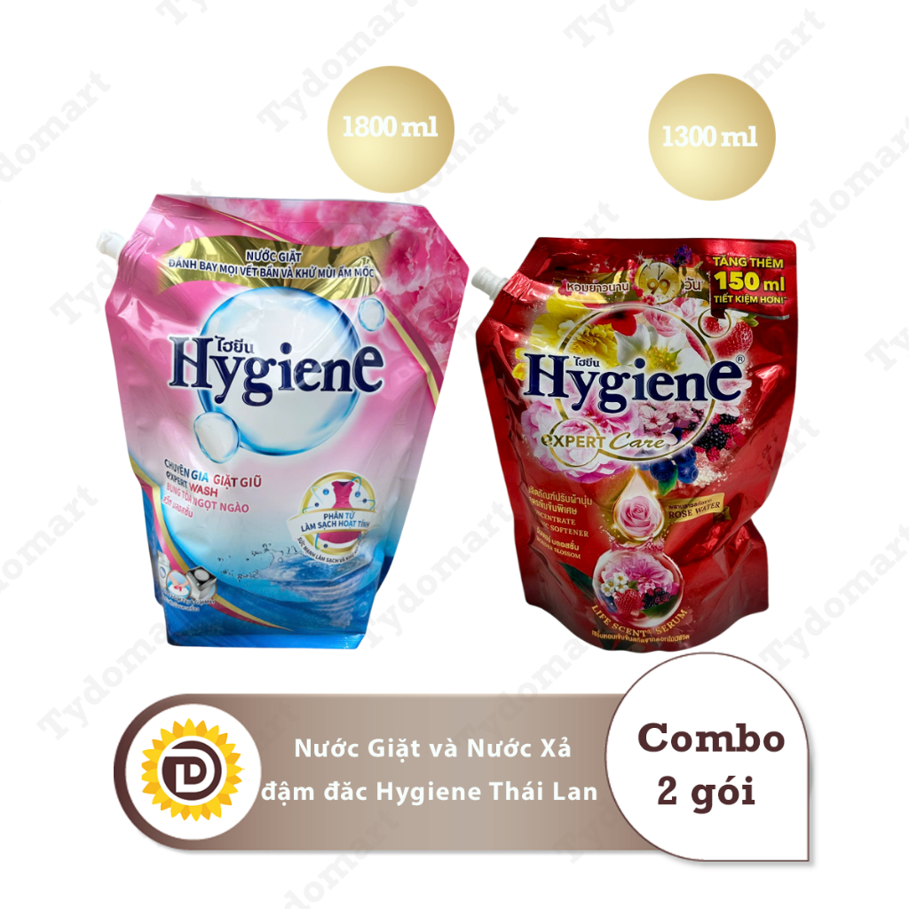 (Combo Giặt Xả Hygiene) 1 Túi Nước Giặt Màu Hồng 1800ml và 1 Túi Nước Xả 1100-1300ml Màu Tuỳ Chọn | BigBuy360 - bigbuy360.vn