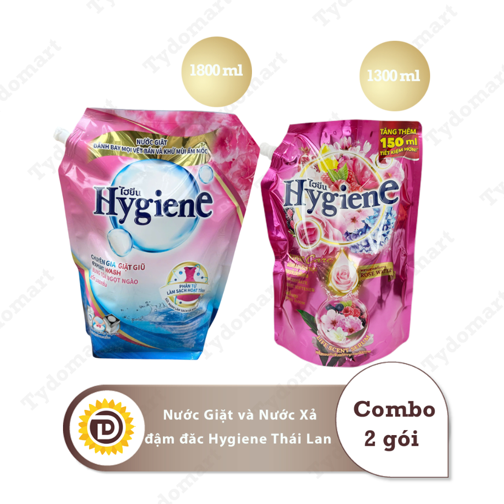 (Combo Giặt Xả Hygiene) 1 Túi Nước Giặt Màu Hồng 1800ml và 1 Túi Nước Xả 1100-1300ml Màu Tuỳ Chọn | BigBuy360 - bigbuy360.vn