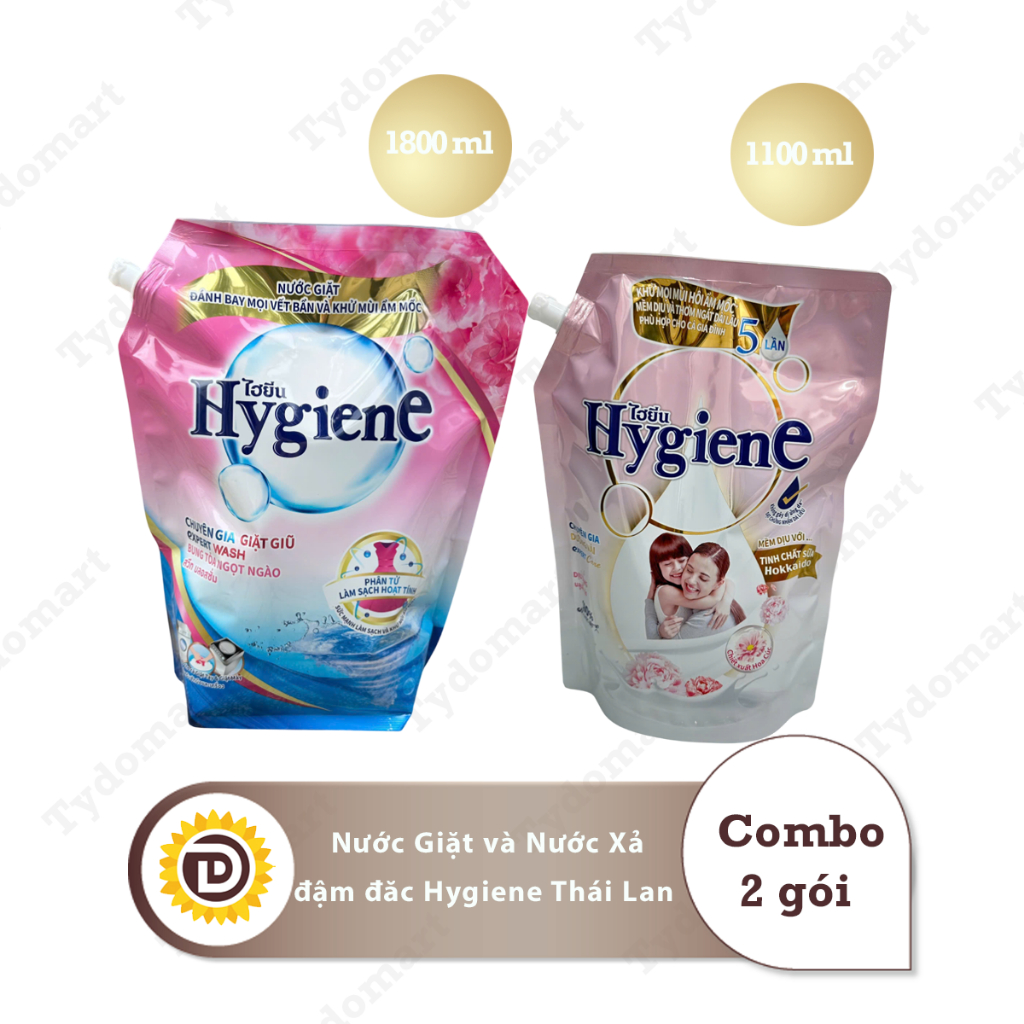 (Combo Giặt Xả Hygiene) 1 Túi Nước Giặt Màu Hồng 1800ml và 1 Túi Nước Xả 1100-1300ml Màu Tuỳ Chọn | BigBuy360 - bigbuy360.vn