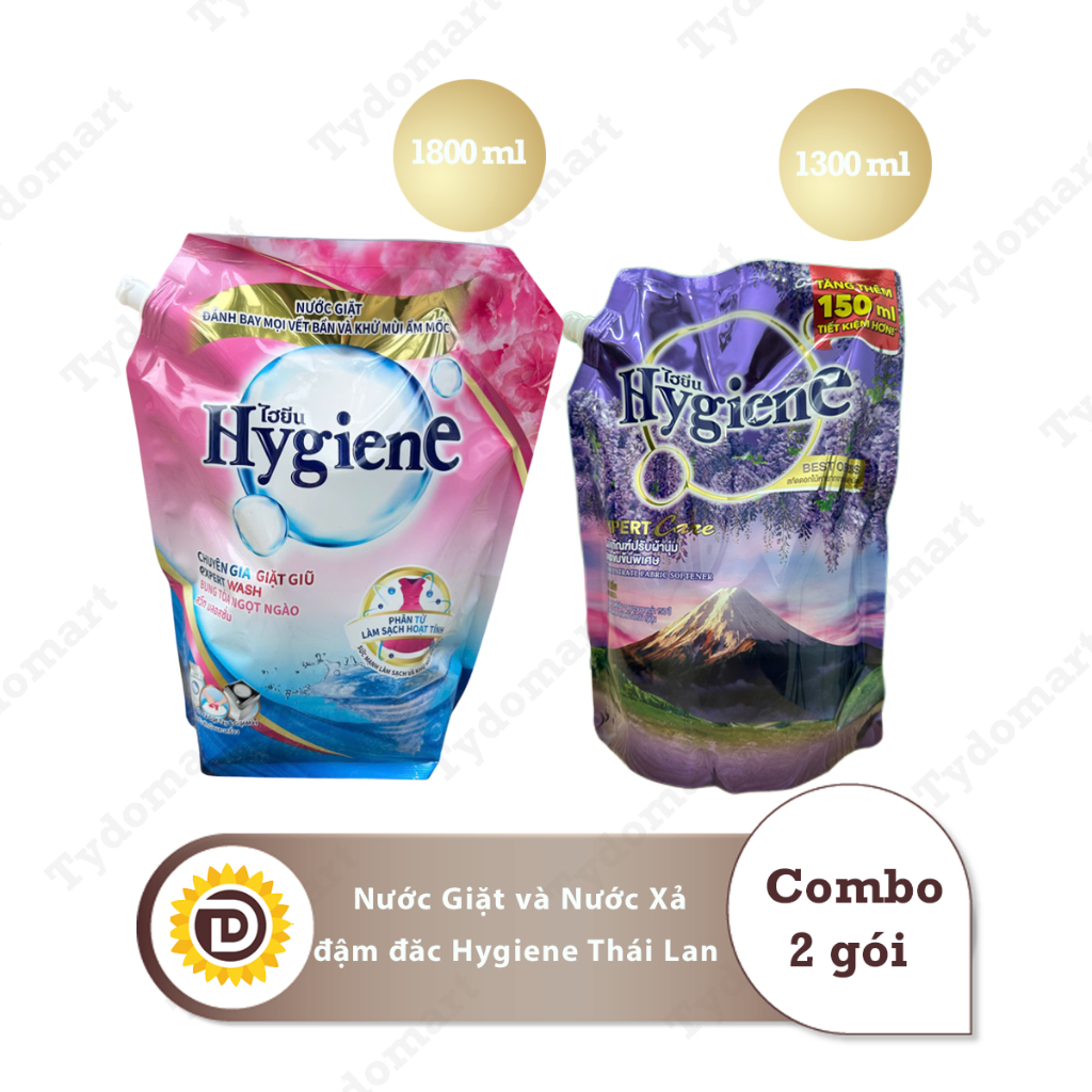 (Combo Giặt Xả Hygiene) 1 Túi Nước Giặt Màu Hồng 1800ml và 1 Túi Nước Xả 1100-1300ml Màu Tuỳ Chọn | BigBuy360 - bigbuy360.vn