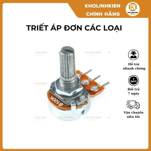 Combo 3 chiếc Chiết áp đơn, chiết áp điều khiển tốc độ B5K B10K B20K b50k b100k Kholinhkien