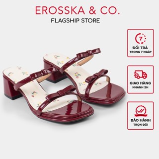  Erosska - Guốc nữ cao gót mũi hở họa tiết hoa nhí năng động màu đỏ - EM148 