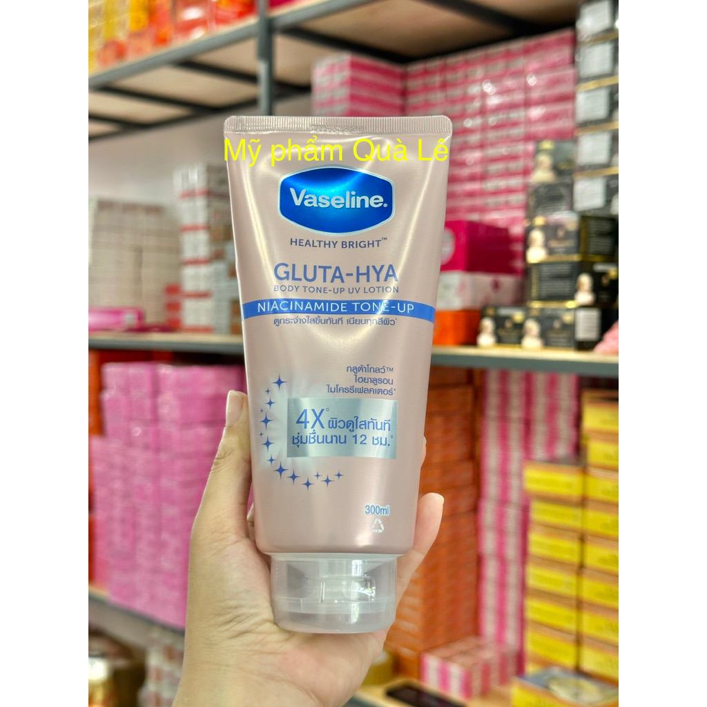 (tuýt Hồng mới 4X) sữa dưỡng thể trắng da Vaseline Hồng mới 4X trắng da body chai 300ml (chất kem Hồ