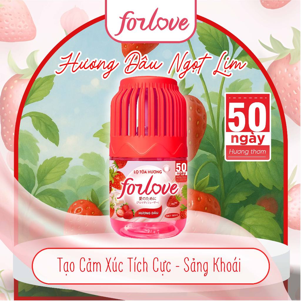Lọ Tỏa Hương Dâu  Forlove, Tinh Dầu Thơm Mùi hương hoa quả dịu nhẹ, giúp thư giãn căng thẳng _ MPS