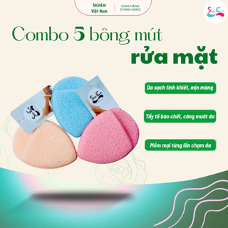 Combo 5 Bông Mút Rửa Mặt Bọt Biển Skinem Làm Sạch Sâu Da Mặt Hình Giọt Nước