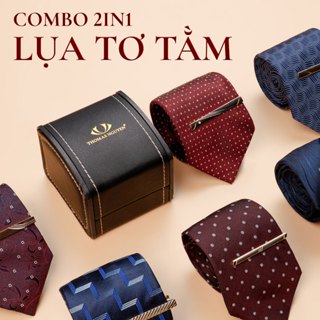  Combo quà tặng 2 Món Cà Vạt Lụa Tơ Tằm Và Kẹp Cà Vạt Cao Cấp - Thomas Nguyen 