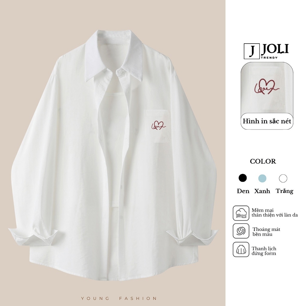 Áo Sơ Mi Đũi Xước Nữ Dài Tay Unisex Mã SM Basic Có Túi Ngực By JOLI, Kiểu Dáng Hàn Quốc, Form Rộng J Joli Trendy | BigBuy360 - bigbuy360.vn