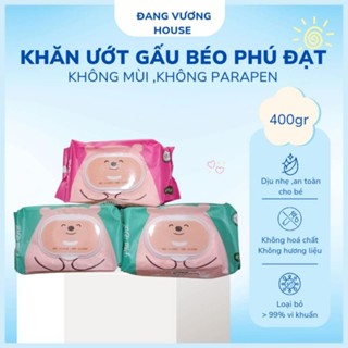 Khăn Ướt GẤU BÉO Phú Đạt gói 120 Tờ Không Mùi, không Parapen