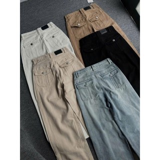   ORDM5030  QUẦN JEANS ỐNG RỘNG NỮ LƯNG CAO 2 TÚI NẮP HỘP SAU MÀU TRẮNG ĐEN KEM NÂU LAI CUỐN CÁ TÍNH CHẤT CHƠI 