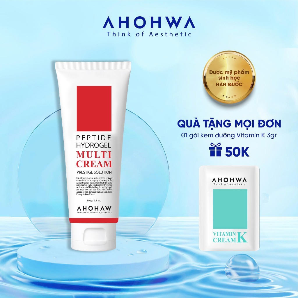 Kem Dưỡng Đa Chức Năng Ahohaw Màu Đỏ Peptide Hydrogel Multi Cream AHOHAW - 80G
