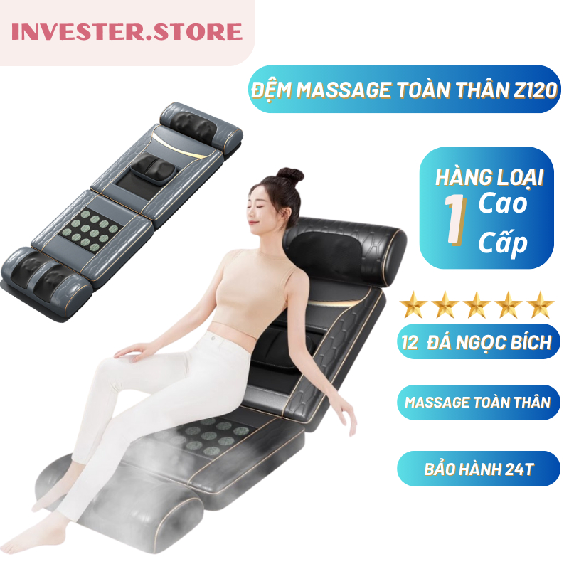 Đệm Massage Toàn Thân Z120 PRO Cao Cấp Bi Xoay Lưng Nệm Matxa Ghế Massage Giảm Đau Nhức