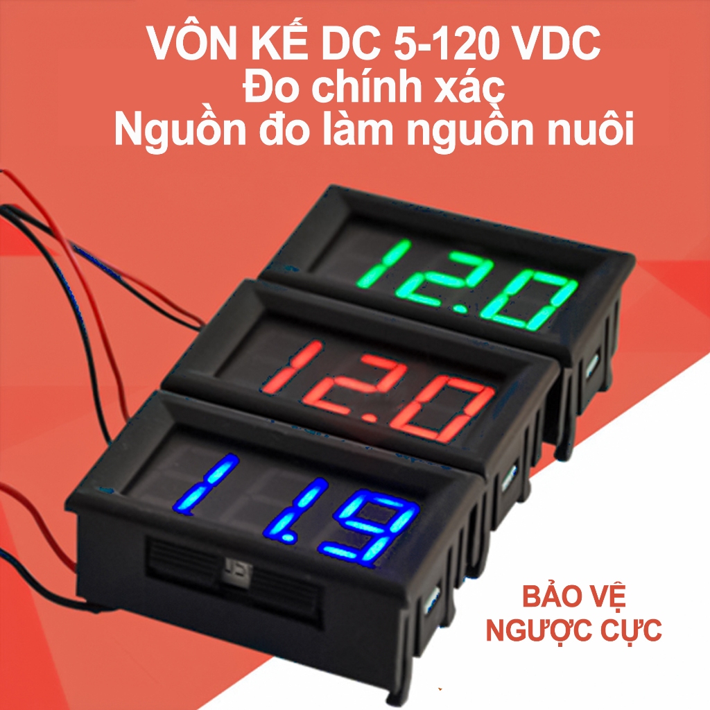 Đồng hồ đo điện áp một chiều 5V - 120V DC