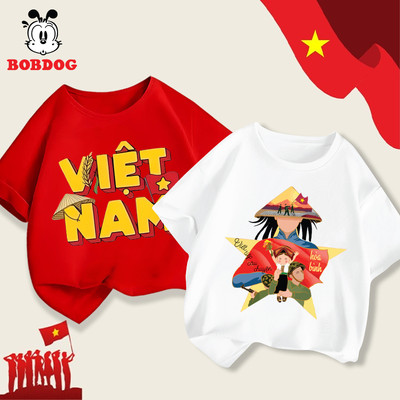 Áo thun bé trai BOBDOG, áo phông cộc tay chất liệu cotton thoáng mát in hình Việt Nam 2/9 cho bé