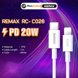 Remax C026 - Dây sạc nhanh 20w Type C chuẩn PD chính hãng cho 14 seris trở xuống - Phúc Phụ Kiện