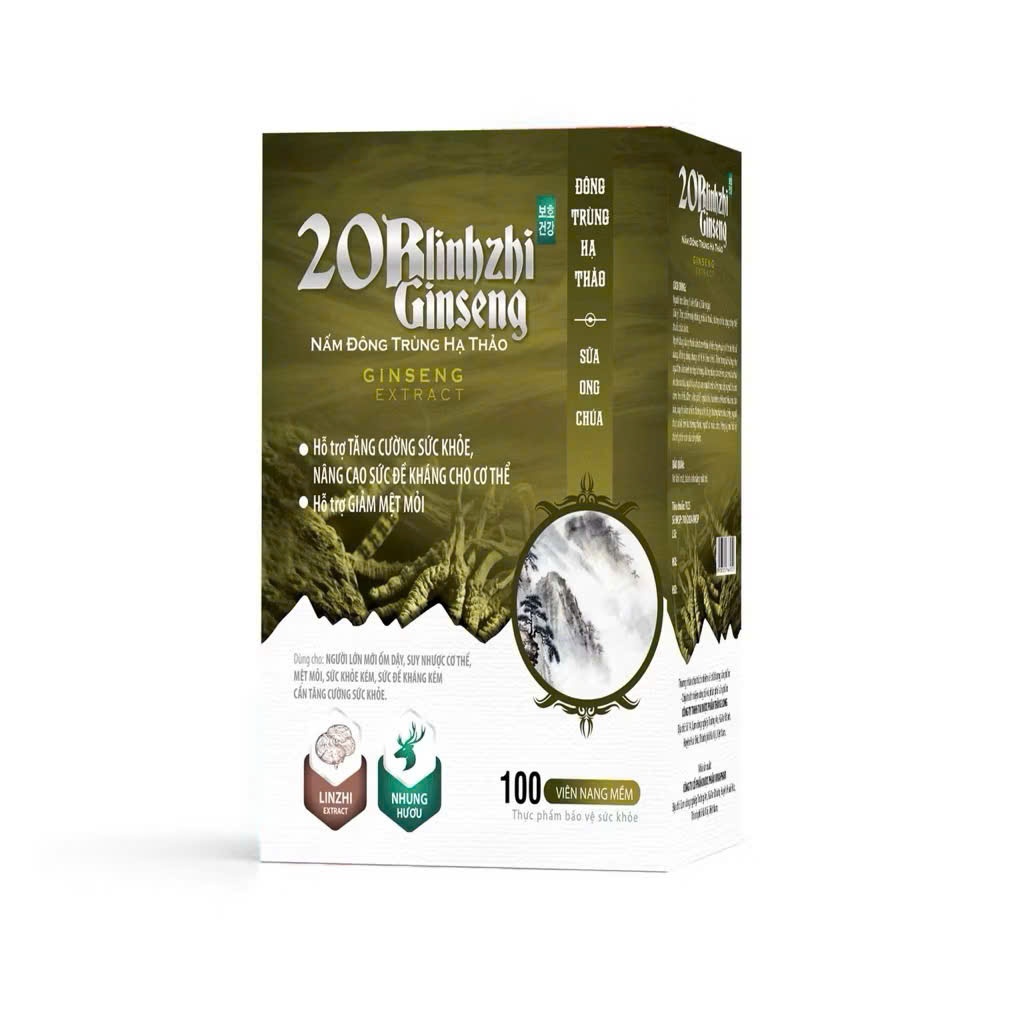 VIÊN UỐNG BỔ SUNG VITAMIN 20B LINHZHI GINSENG NẤM ĐÔNG TRÙNG HẠ THẢO, GIÚP TĂNG CƯỜNG SỨC ĐỀ KHÁNG, 