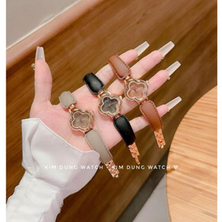 Đồng Hồ Dây Da Mặt Cỏ 4 Lá, Dạng Lắc Tay Có Thể Cắt Ngắn Dây, Đeo Tay, Chống Nước 3ATM Women Watch A88