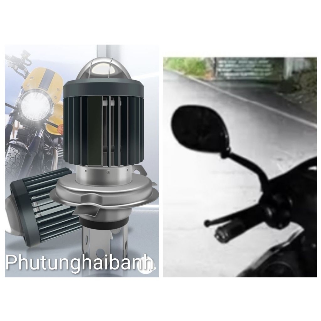 Bóng đèn led H4 Bi cầu cos trắng pha vàng