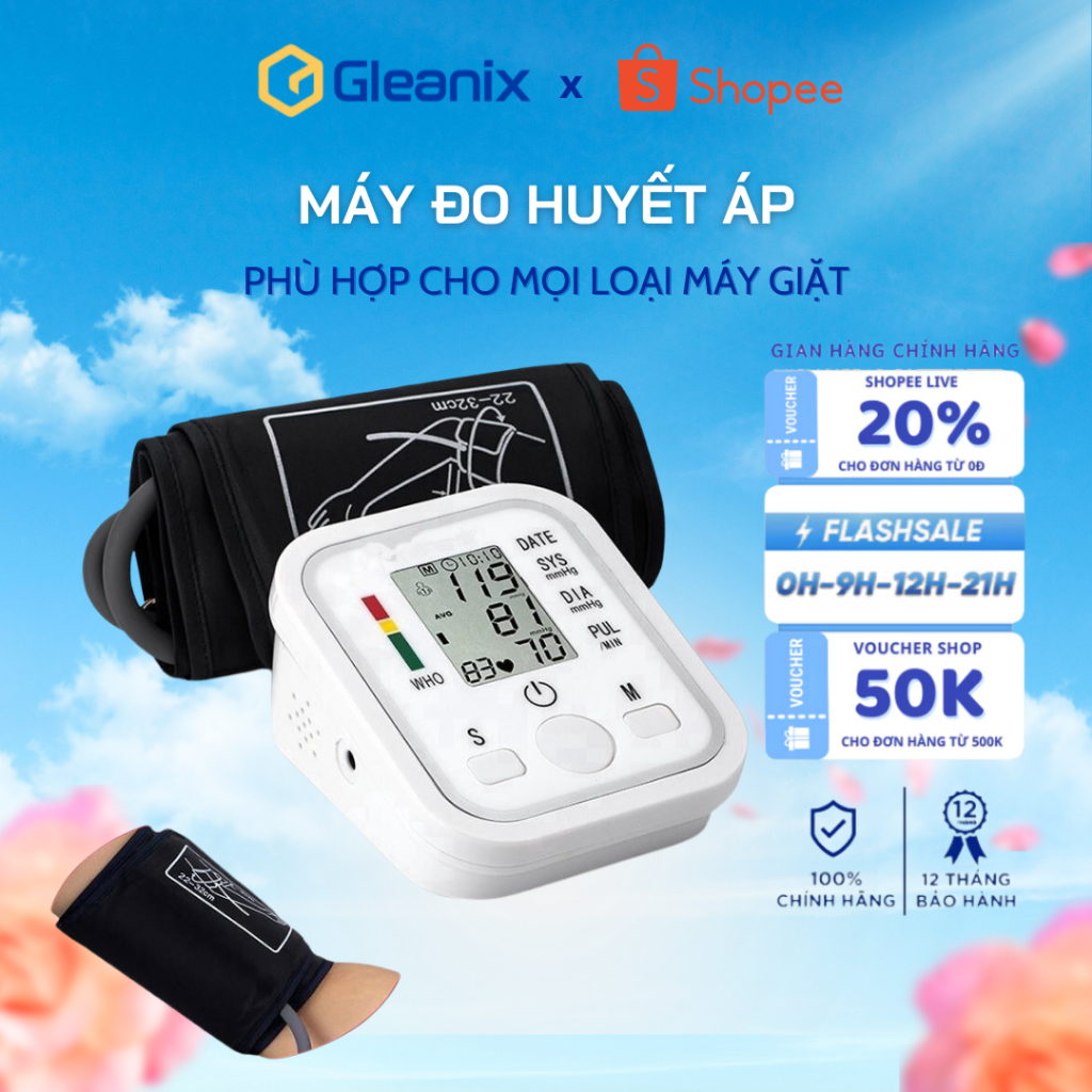 Máy đo huyết áp  Màn hình LCD kỹ thuật số tự động Máy đo huyết áp BP Cuff Máy đo tại nhà