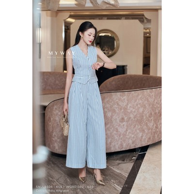 Set Gile Quần Suông Nữ MY WAY Kẻ Sọc Sang Chảnh Trẻ Trung 5MJLB506 1MQB01382w KE0
