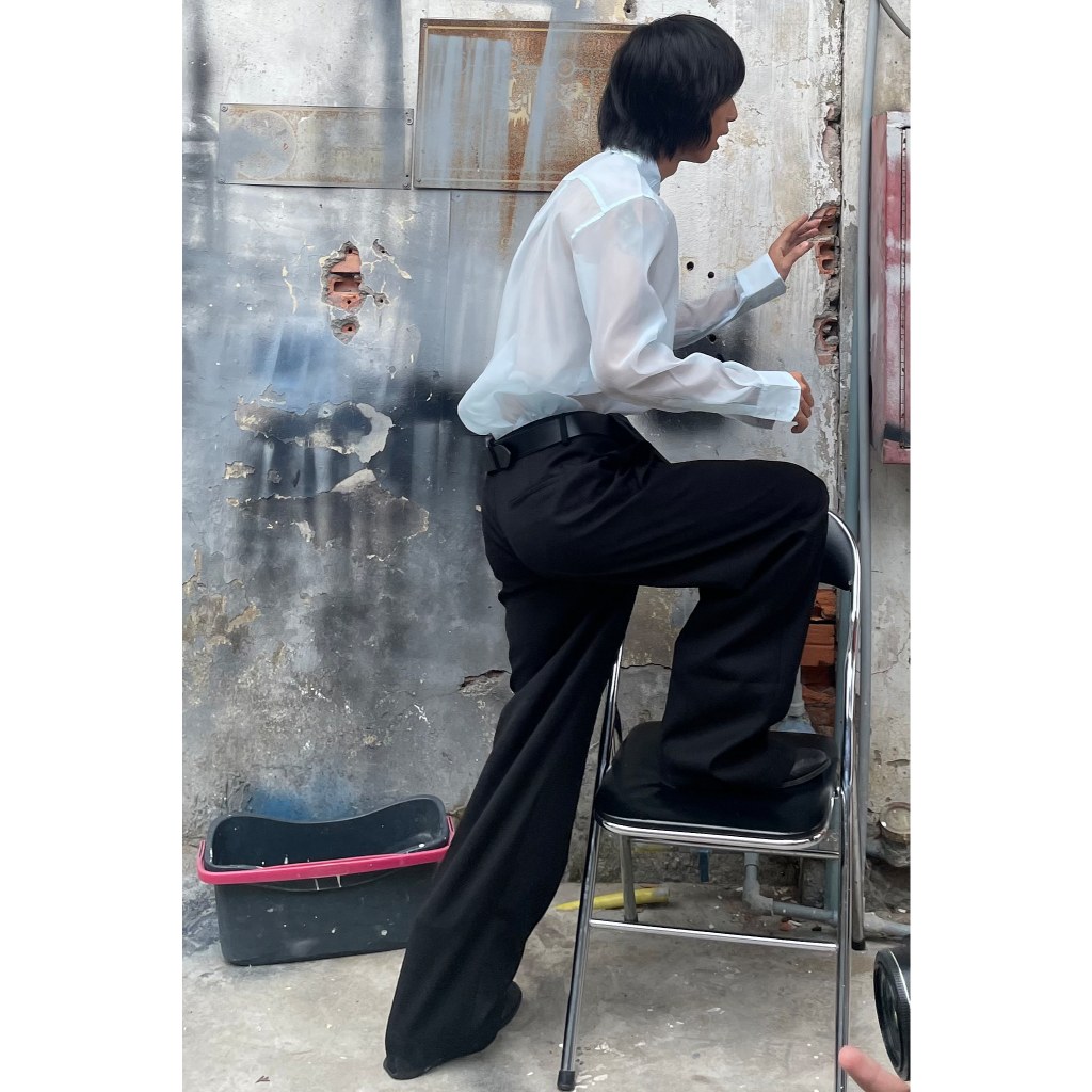 SENNOK | Áo sơ mi tay dài xuyên thấu nam - Xanh dương | BLUE SEE THROUGH SHIRT