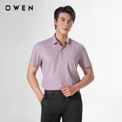 Owen - Áo sơ mi ngắn tay Body Fit AB250091NT màu Nâu chất liệu Milk