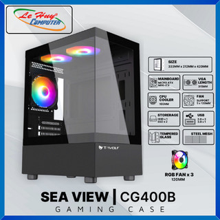 Vỏ Máy Tính - Case T-Wolf Sea View CG400B Gaming Black - Hàng Chính Hãng