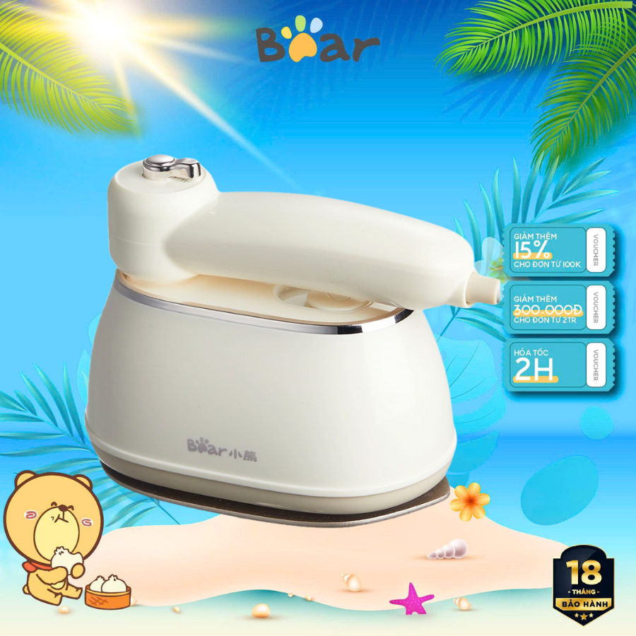 Bàn Ủi Hơi Nước Mini Cầm Tay BEAR DYD-J10Q1, 1050W, Ủi Khô- Hơi Nước, Làm phẳng nhanh, BH 18 Tháng