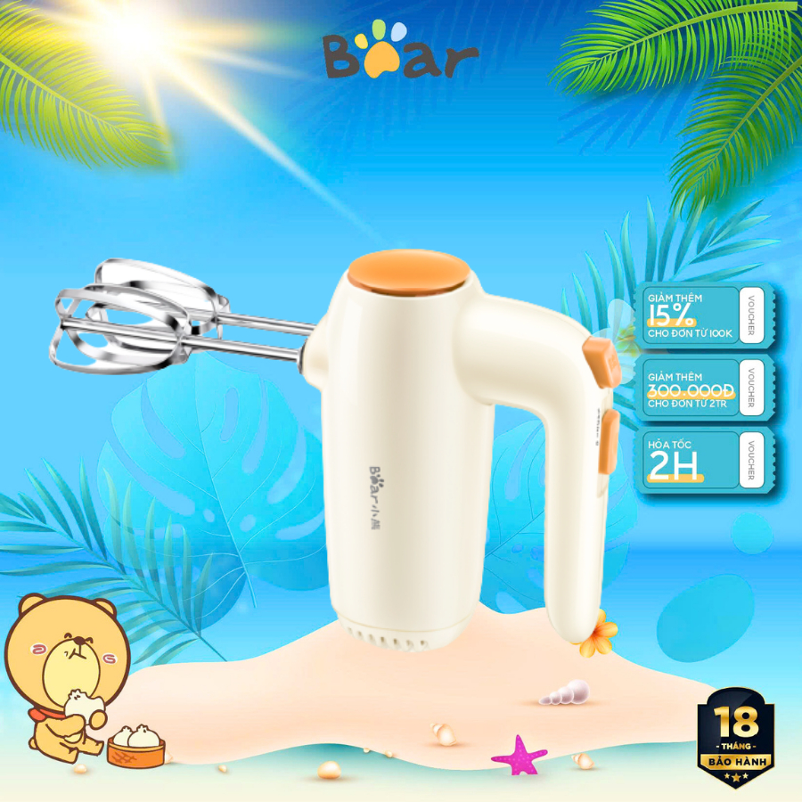 Máy Đánh Trứng Kem Cầm Tay Mini Bear DDQ-B01K1,Công Suất 125W, 5 Chế Độ Đánh, Bảo Hành 18 Tháng
