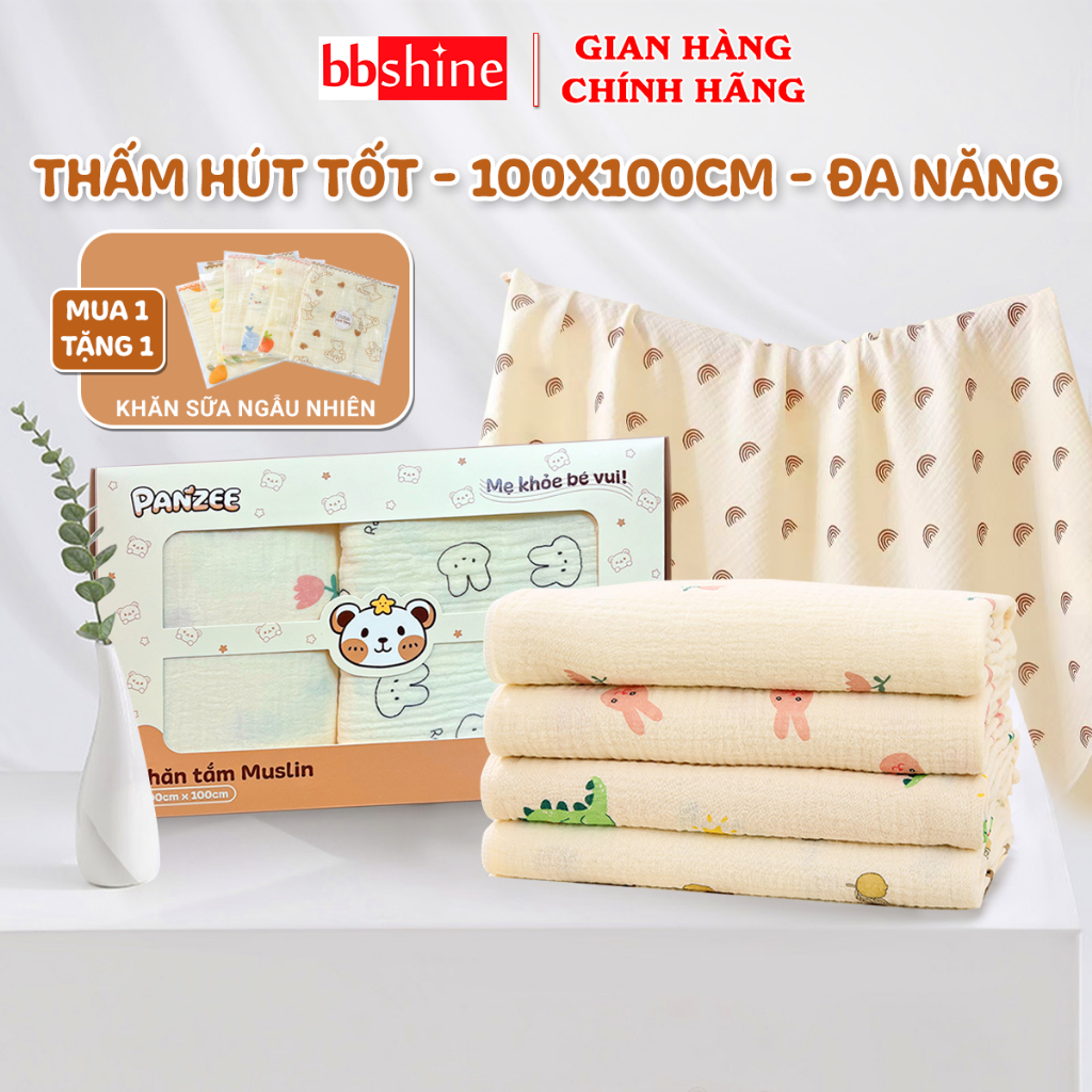 Khăn Tắm Cho Bé Muslin Panzee Cao Cấp Nhiều Họa Tiết Đáng Yêu Cho Bé (Set 2 Khăn) BBShine – KH017