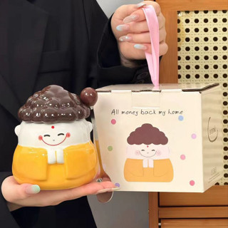 Quà tặng cốc sứ Ly sứ có nắp hình “Phật Ani”  450ml có muỗng inox có hộp quà thích hợp làm quà tặng chất lượng cao cấp