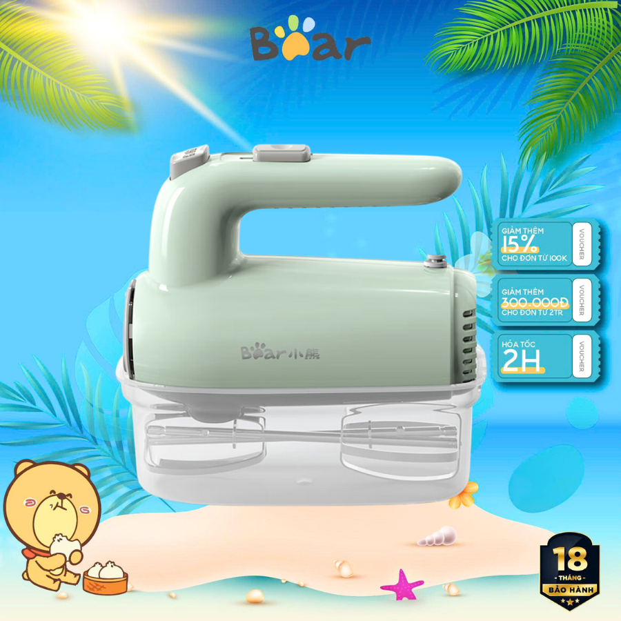 Máy đánh trứng cầm tay mini Bear DDQ-B01F7 ,125W, đánh kem, tích hợp 2 que, bảo hành 18 tháng