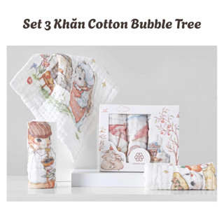 Set 3 Khăn Sữa 6 lớp Bubble Tree Kích Thước 30x30