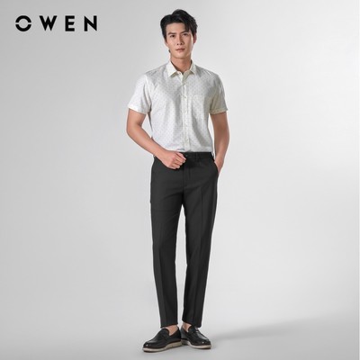 Owen - Áo sơ mi ngắn tay Body Fit AB250074NT màu Be chất liệu Bamboo linen