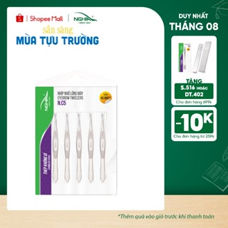 Vỉ 5 Cây Nhíp Nhổ Lông Mày, Lông Mũi, Lông Nách, Tóc Bạc Inox KỀM NGHĨA N.C5 - Đầu Xéo