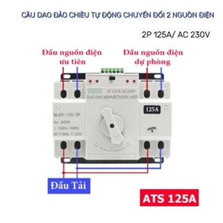 Cầu dao đảo chiều tự động chuyển đổi 2 nguồn điện LRW ATS 2P 125A Bộ chuyển nguồn điện lưới, máy phát