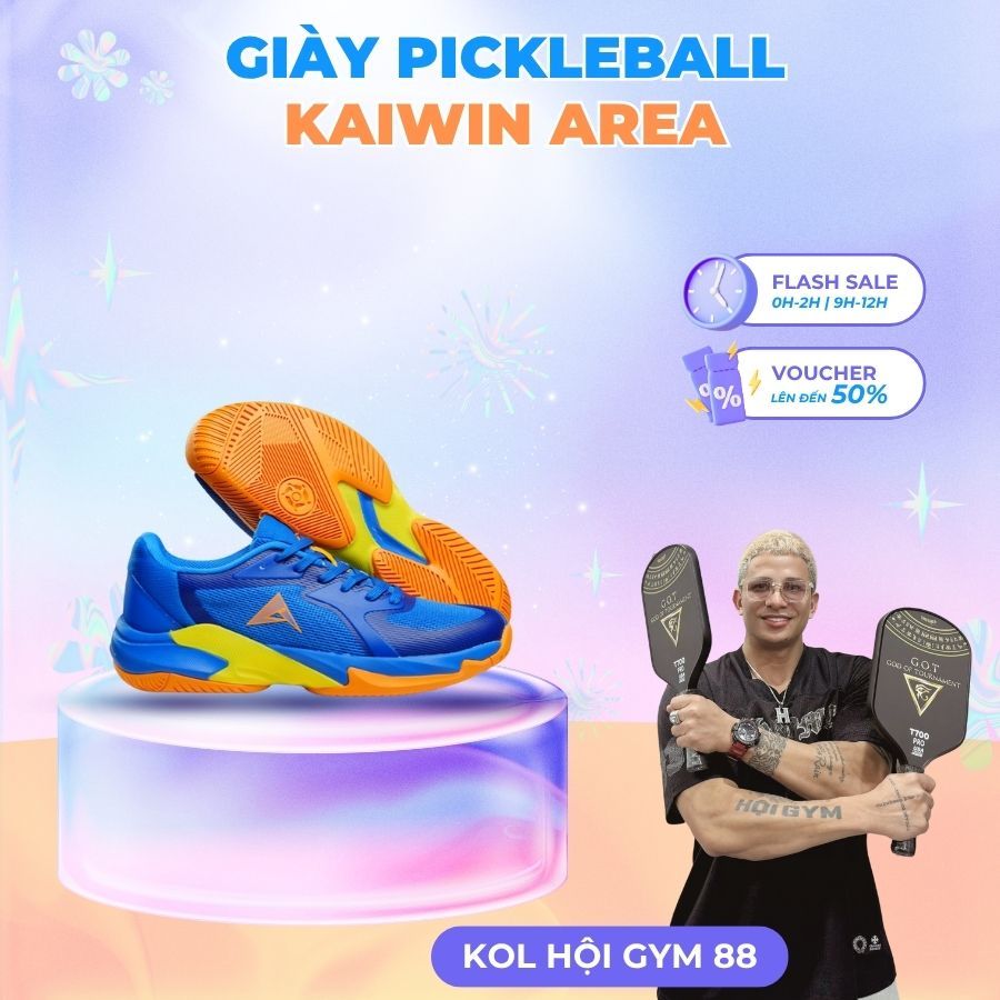 Giày Pickleball Kaiwin Area Chính Hãng – Đế Non-Marking Chống Trượt – Bám Sàn Tốt – Unisex Nam Nữ