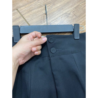 ( M17 Màu đen) Quần Tây 2 Nút Bọc Vải Lưng Cao Form Baggy Dài 95cm Có Bigsize