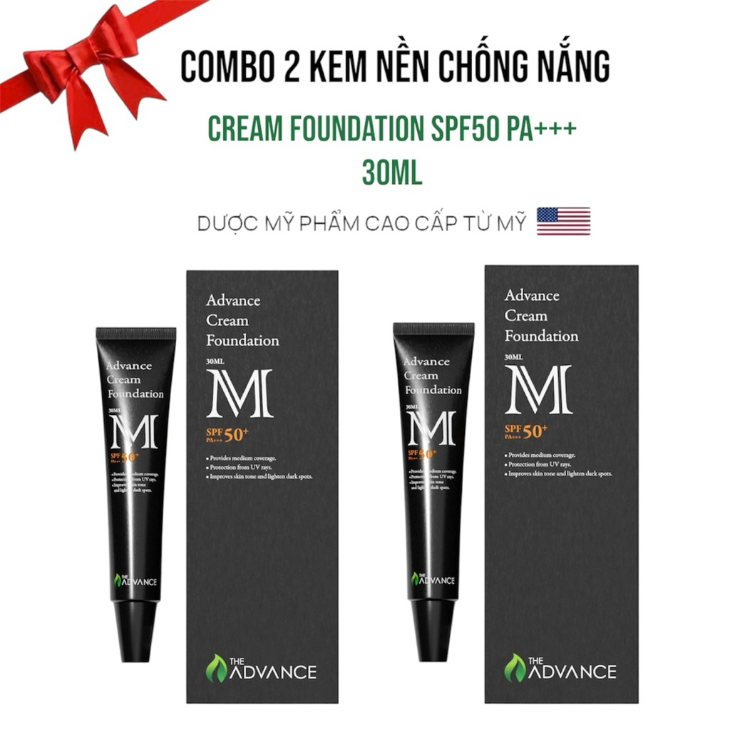 Combo 2 kem nền chống nắng Cream Foundation SPF50 PA+++ The Advance
