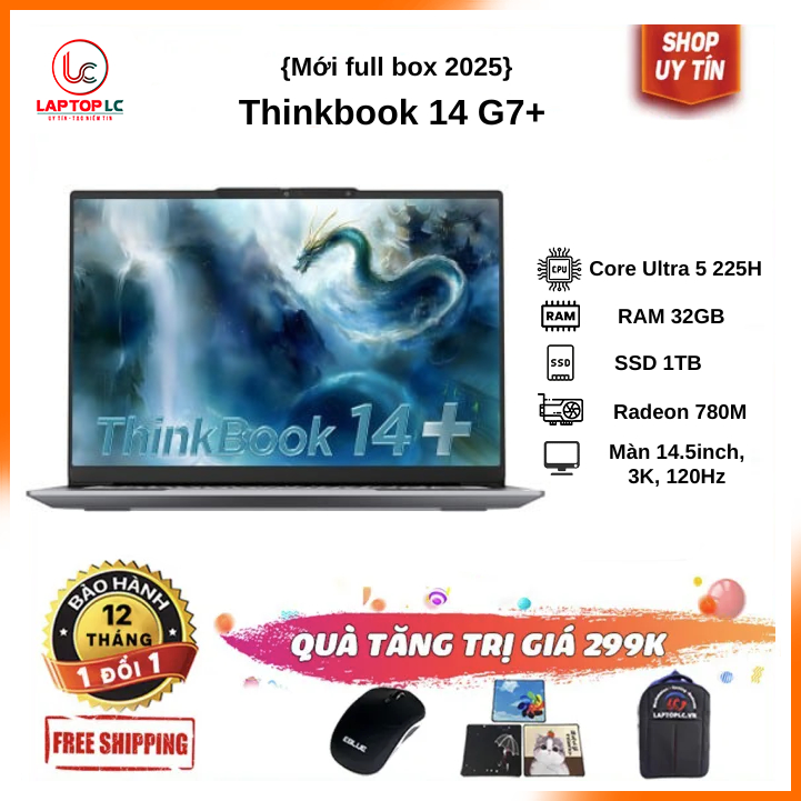 [Mới 100%] Thinkbook 14 G7+ 2025 (Ultra 5 225H, RAM 32GB, SSD 1TB, Màn 14.5″ 3K 120Hz)