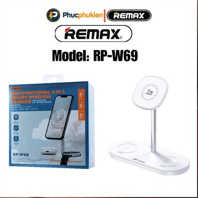 Đế sạc không dây đa năng 3 in 1 chính hãng Remax w69 sạc m4cgs4fe cho 12 seris trở lên Phúc Phụ Kiện