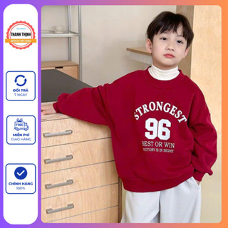  Áo Nỉ Dài Tay Bé Trai D5 Mẫu Chữ Strong Chất Nỉ Da Cá Ấm Áp Cỡ Đại 14-52kg 
