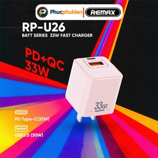 Củ sạc nhanh 33w Remax U26 2 cổng sạc nhanh PD 33w và QC4.0 30w cho 16 seris trở xuống Phúc Phụ Kiện